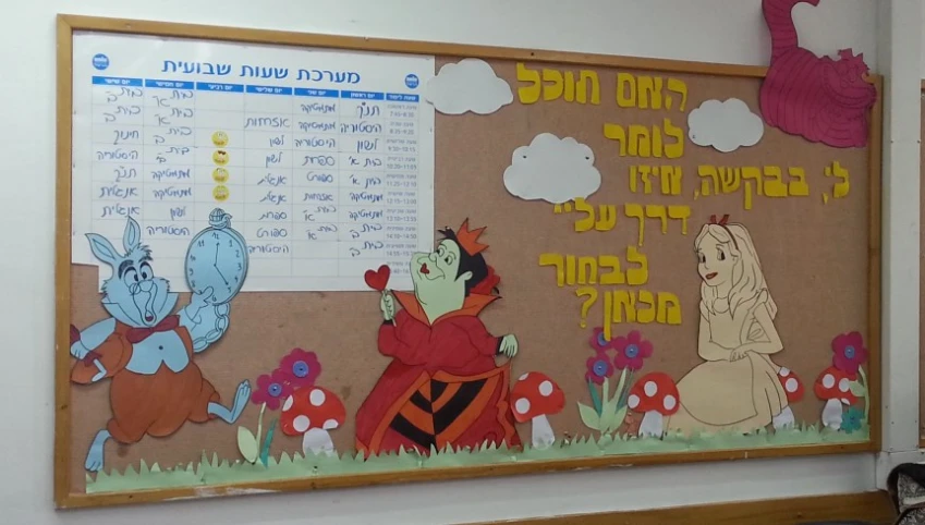 a bulletin board with an image of peter and ten commandments