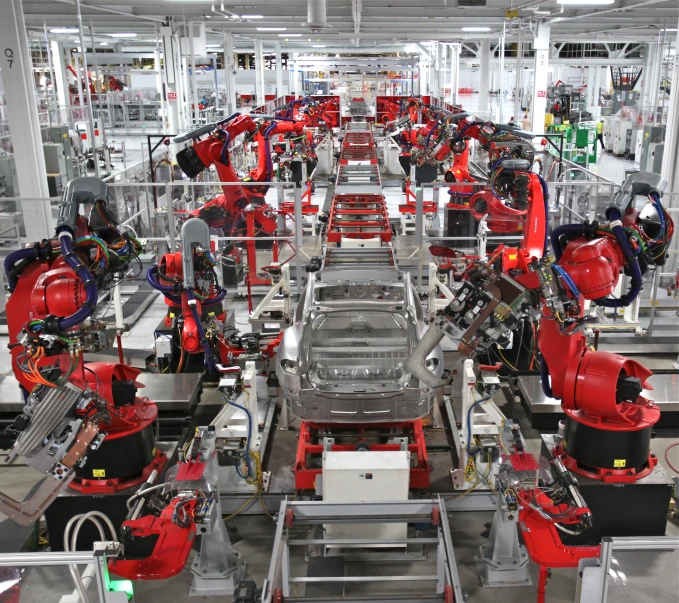 assembly room full of machinery inside of a factory