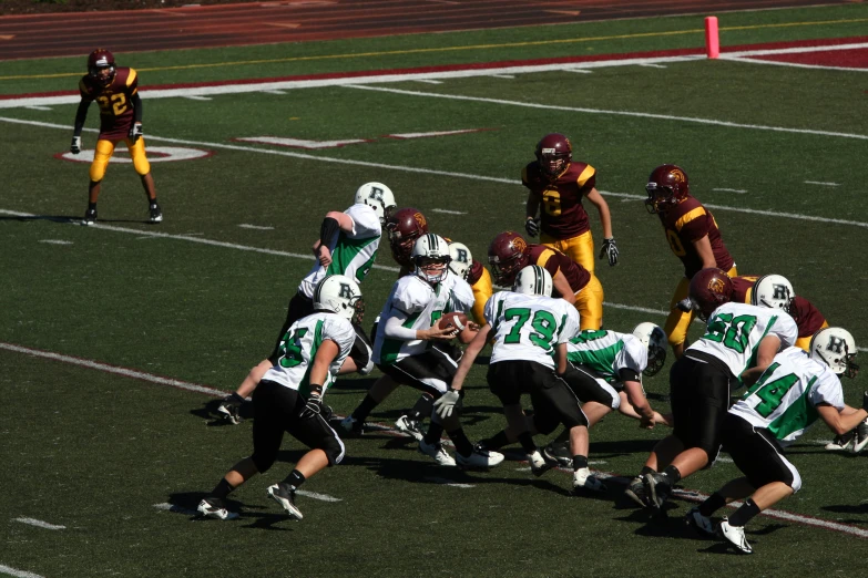 the football team is playing in a game