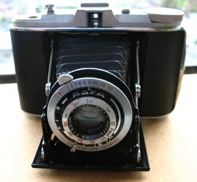 an old camera with two different lens options