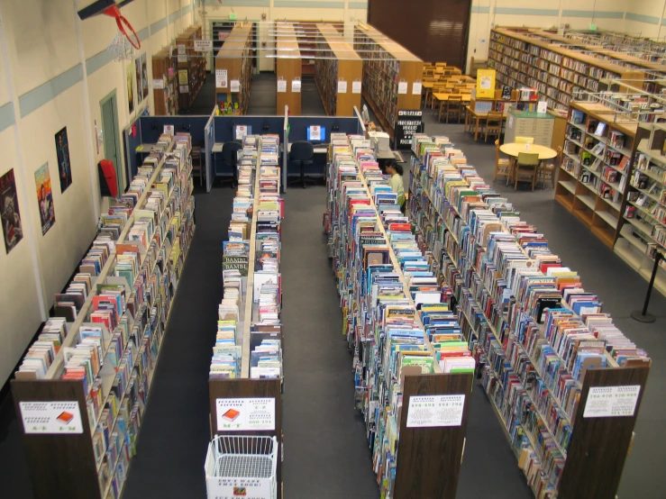 rows of books in a liry with no people