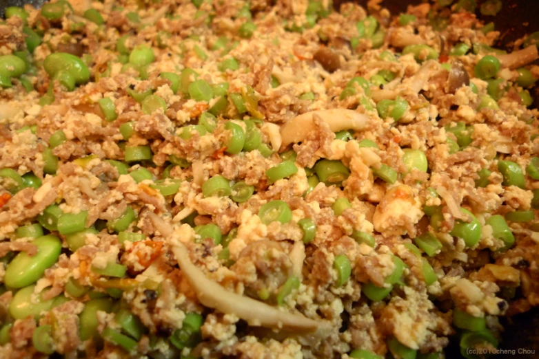 an oriental dish with various vegetables and meat