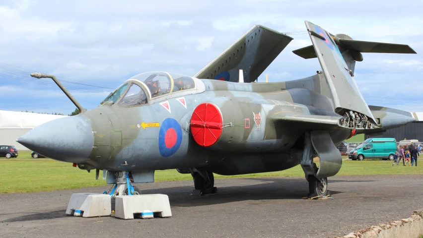 a military airplane sitting in the middle of a park