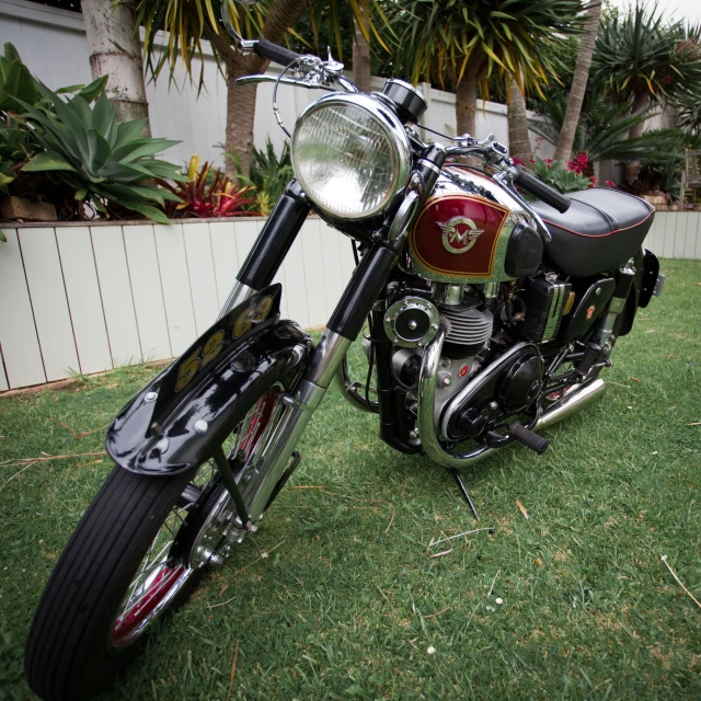 a motorcycle that is sitting in the grass