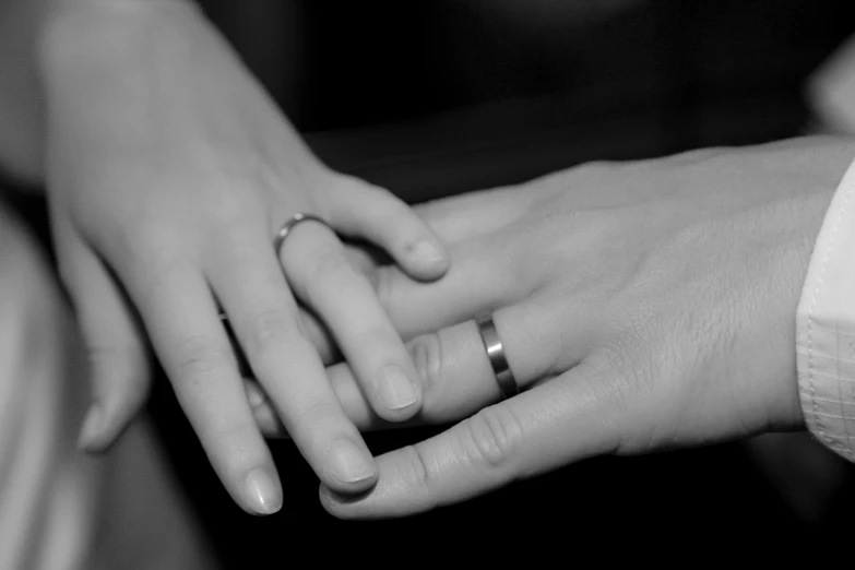 two people holding hands in rings for each other