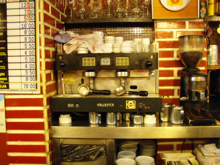 a coffee machine sits in the corner of a room