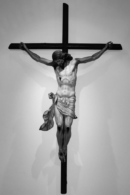 a black and white po of a crucifix