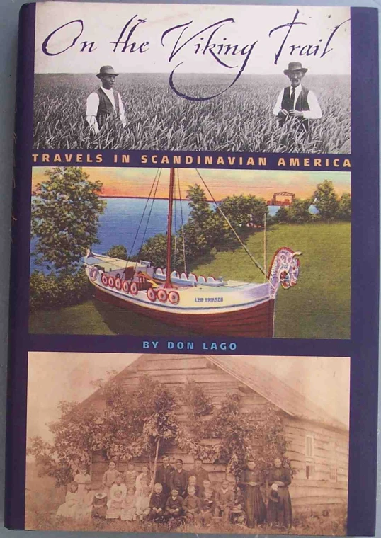 a book cover with pictures of a boat and people