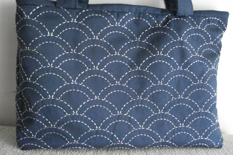 large tote bag made from indigo blue cotton fabric