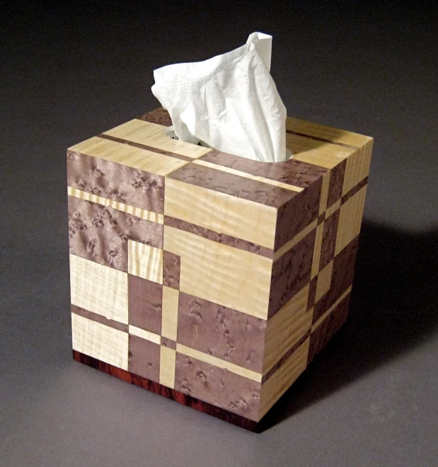 a tissue dispenser is shown on a grey surface