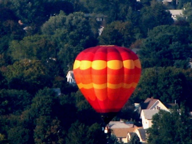 a colorful balloon flying over a green and white field