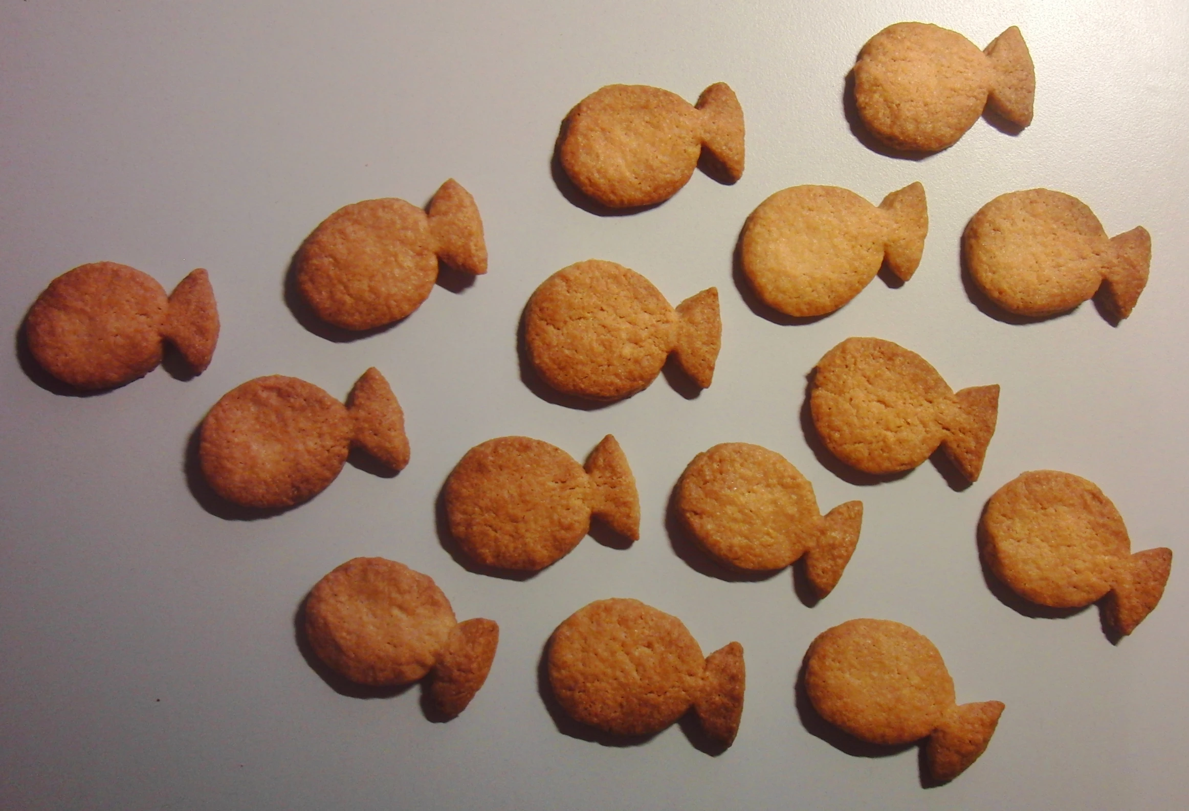 a group of cookies with the shapes of fish