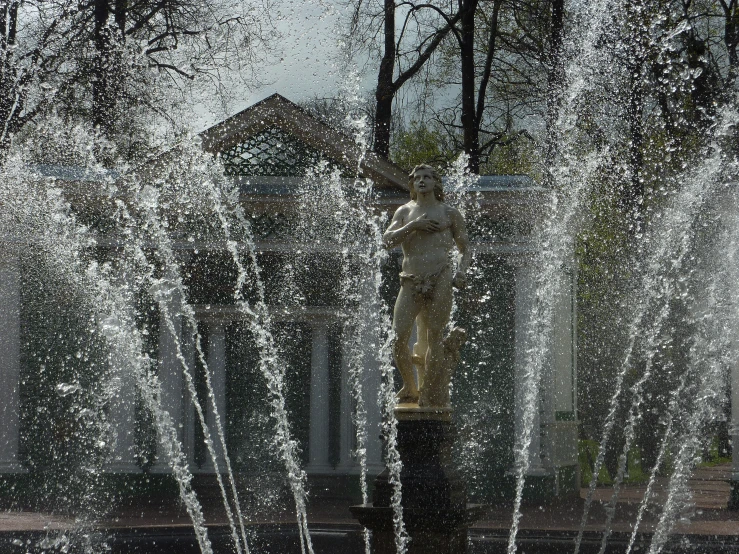 many white jets of water shooting into the air