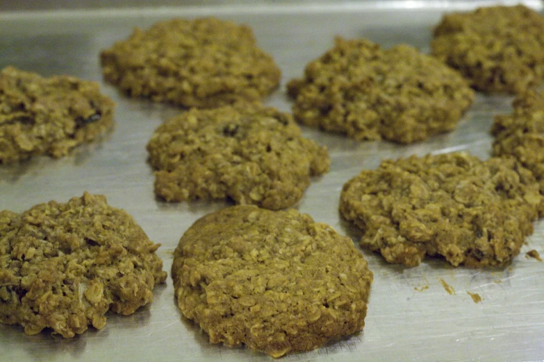 cookies sit in the center of a baking pan