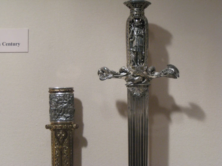 an old fashioned, two handed sword on display