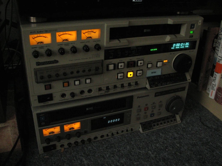 electronic equipment with various ons and lights on them