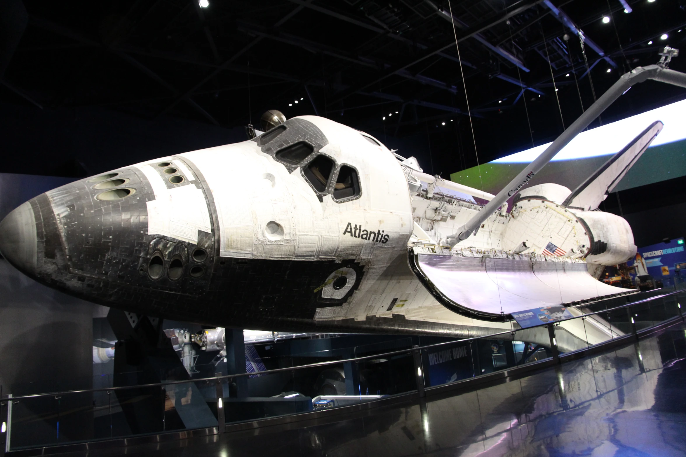 an antique space shuttle being displayed in a museum