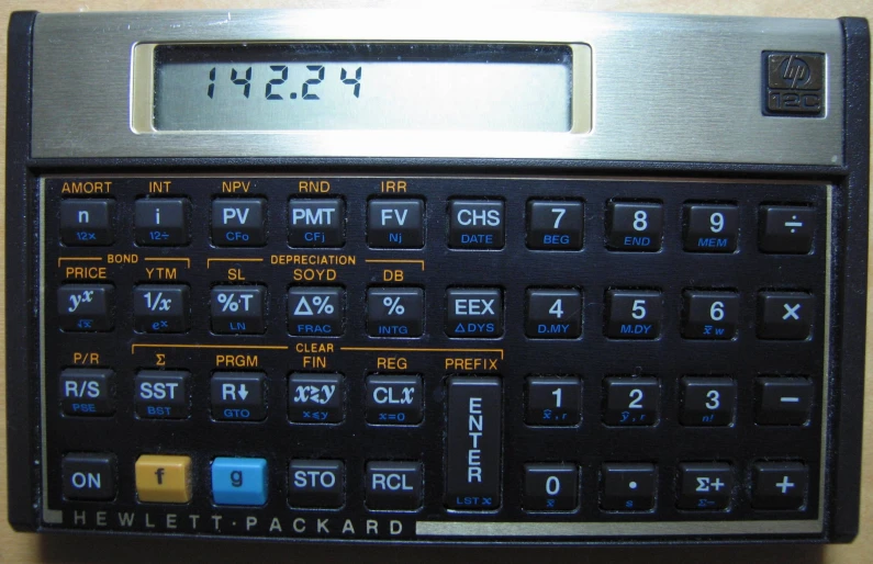 a large calculator displaying the time on the front side