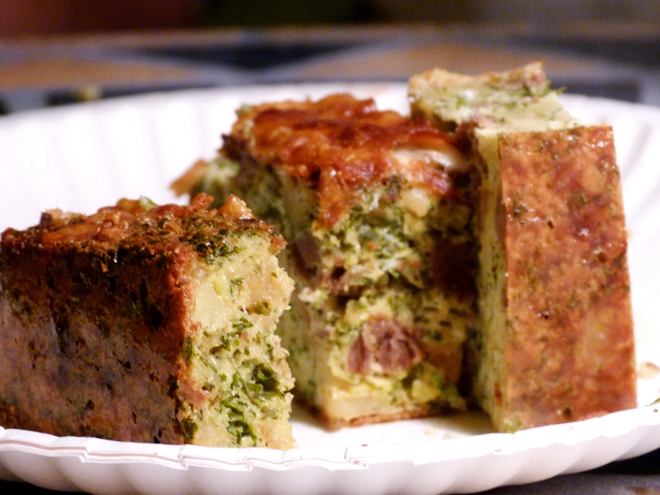 two slices of a cake are shown on a plate