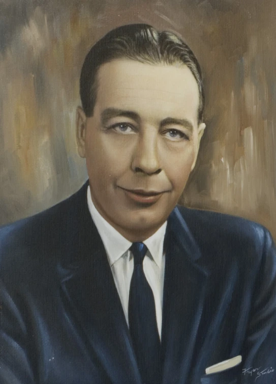 this is an oil painting of a man in a suit and tie