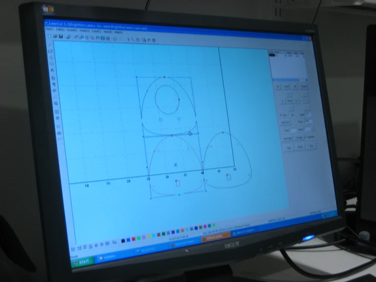 a computer screen showing a drawing of a letter o