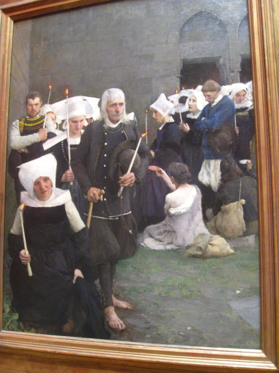 a painting of a group of people dressed in period clothing