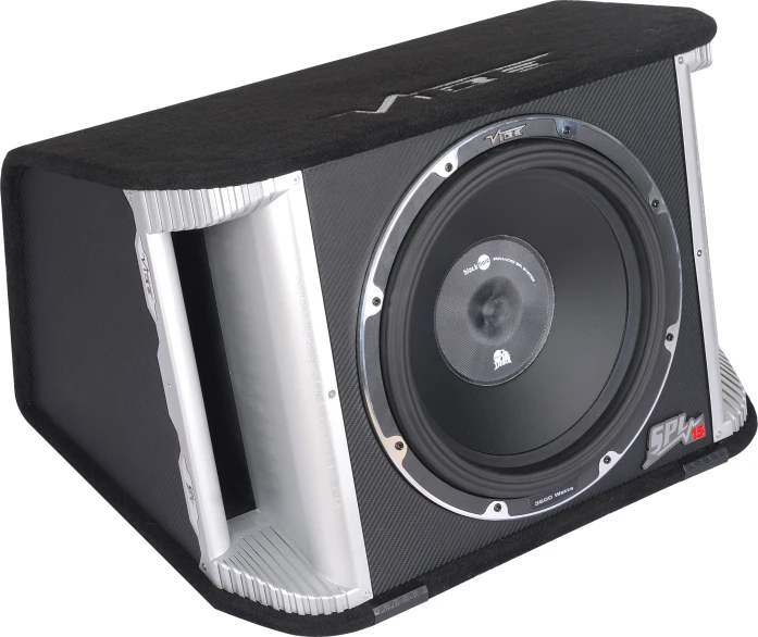 a black and white speaker with the side panels closed