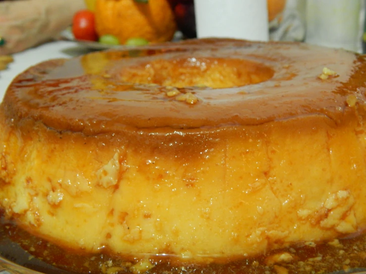 a big golden colored dessert on a plate