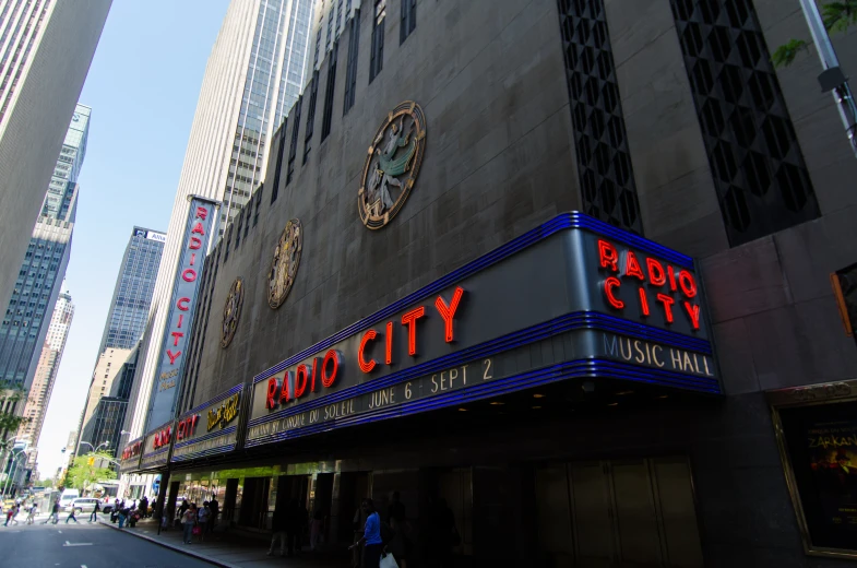 a view of a theater from the street