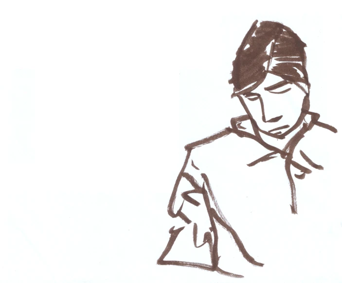 a drawing of a young man with a hat on