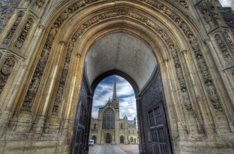 an image of a building from the doorway