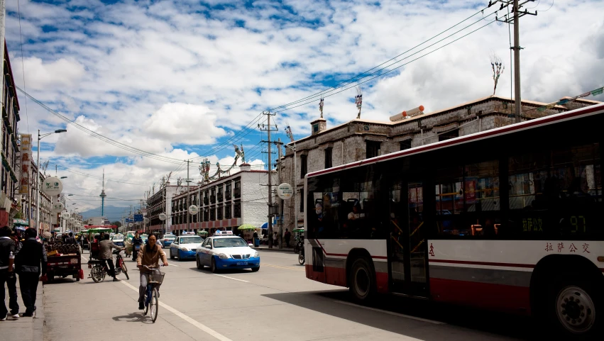 a public transit bus on a city street