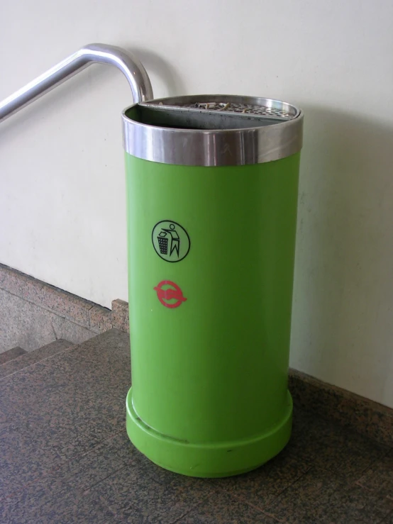 an odd looking trash can sitting on a counter