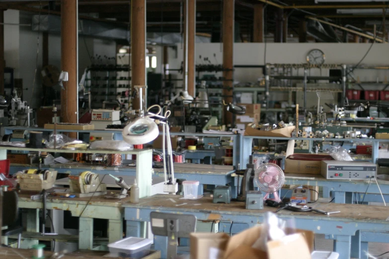 this is a machine shop full of old toys and electronics