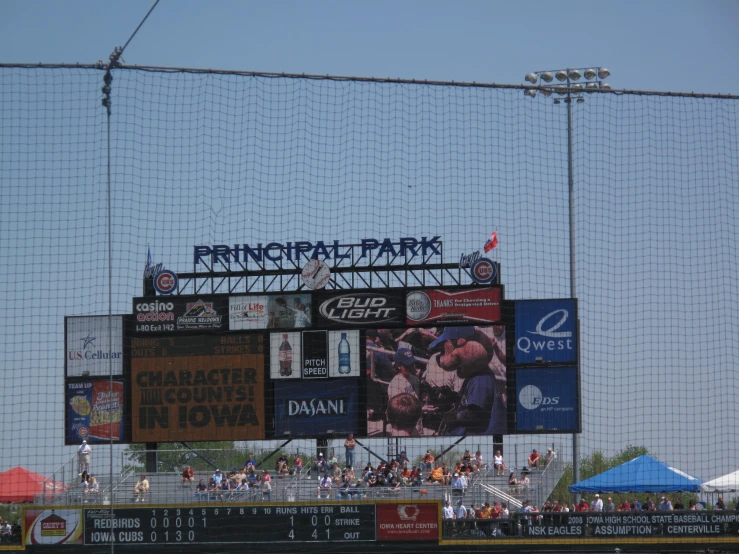 the big score board has many players on it