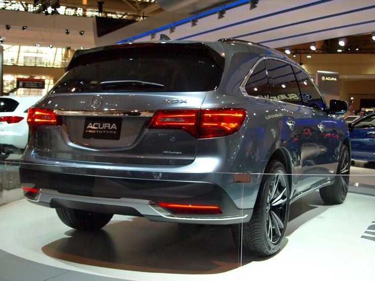 an suv is on display at a showroom