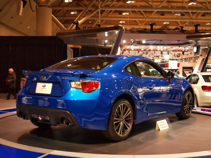 the blue subarun has a number of tags on it