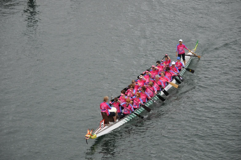 this is a long boat full of people