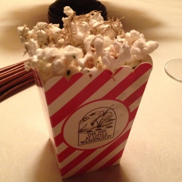 a bag of popcorn is sitting on a table