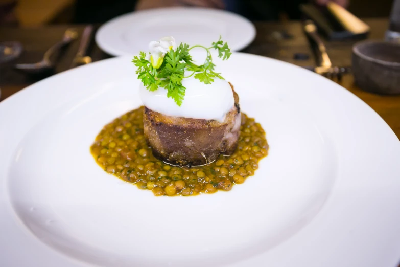 a plate of food that is on a table