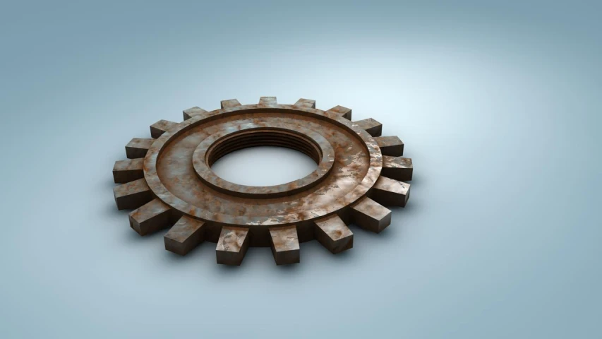 an industrial gear on blue background with shadow