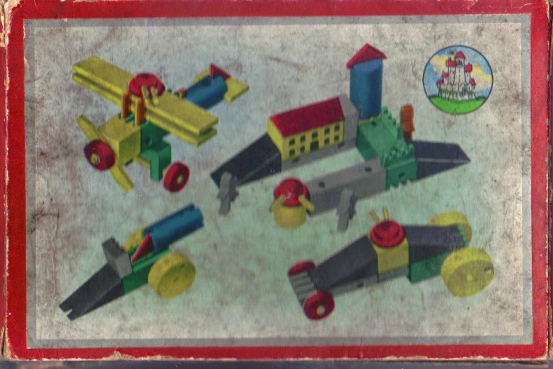 a vintage wooden toy box featuring plastic toys