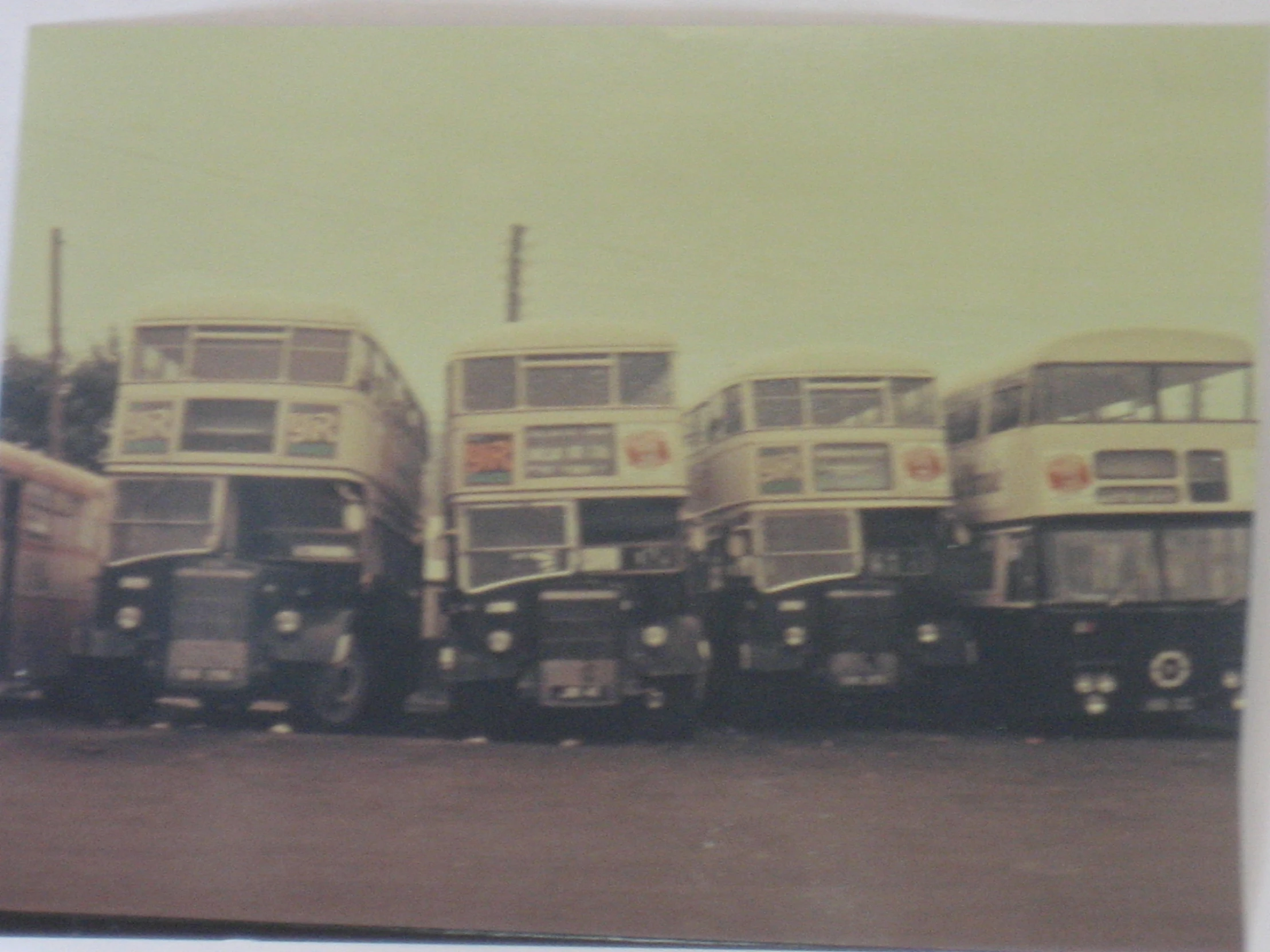 buses are parked against a wall in the middle of a building