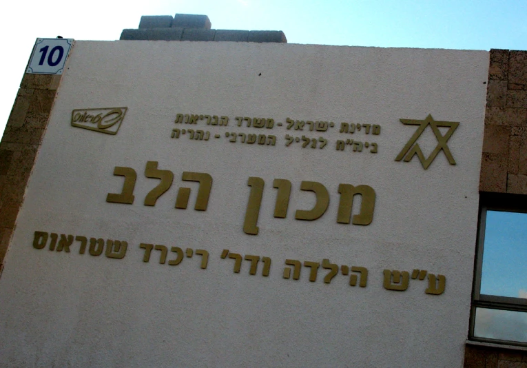 the building has many signs on it in different languages