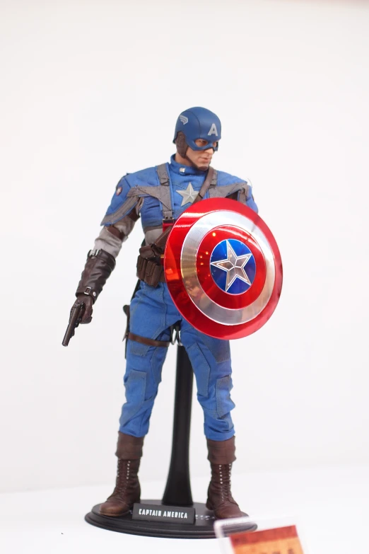 action figure of captain america holding a shield