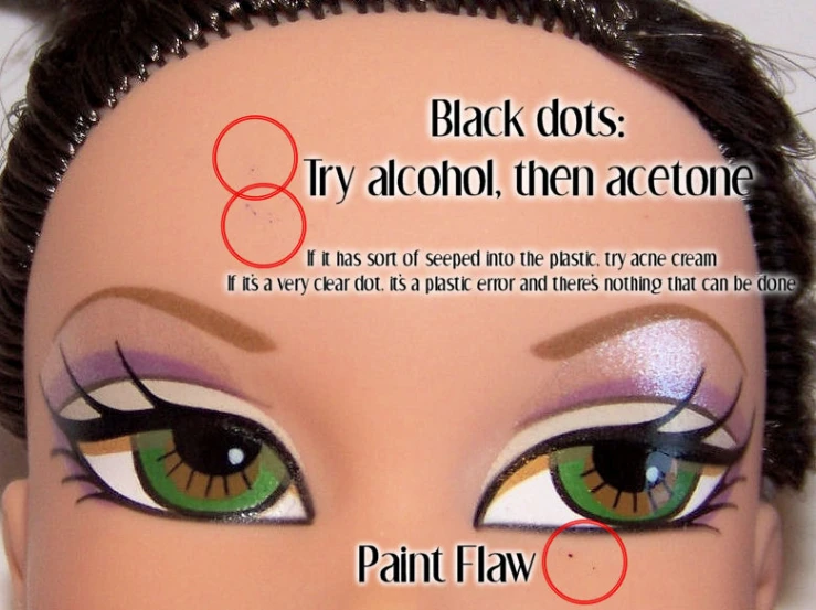 a doll with a picture about how to apply mascara