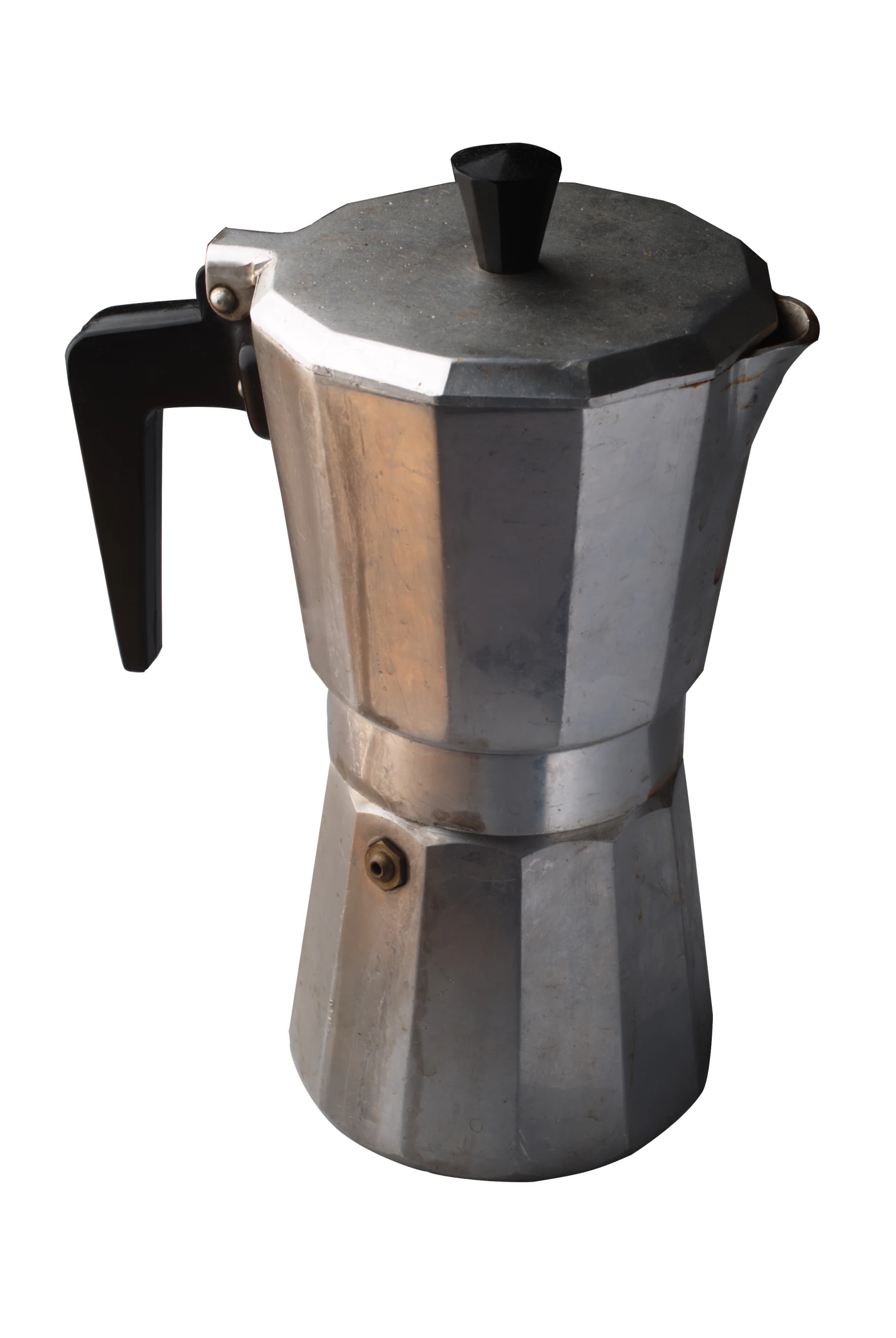a coffee pot with an interesting handle