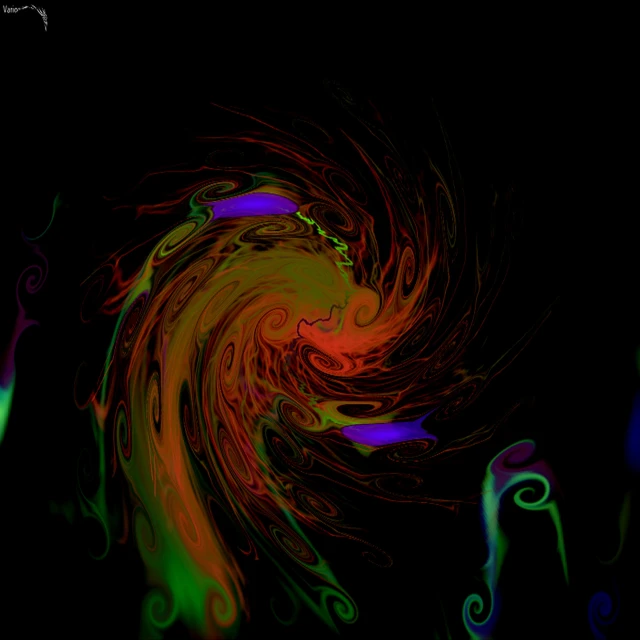 digital artwork in dark colored background with waves and spirals