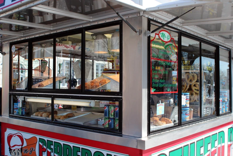 this is a food truck for sale with glass doors