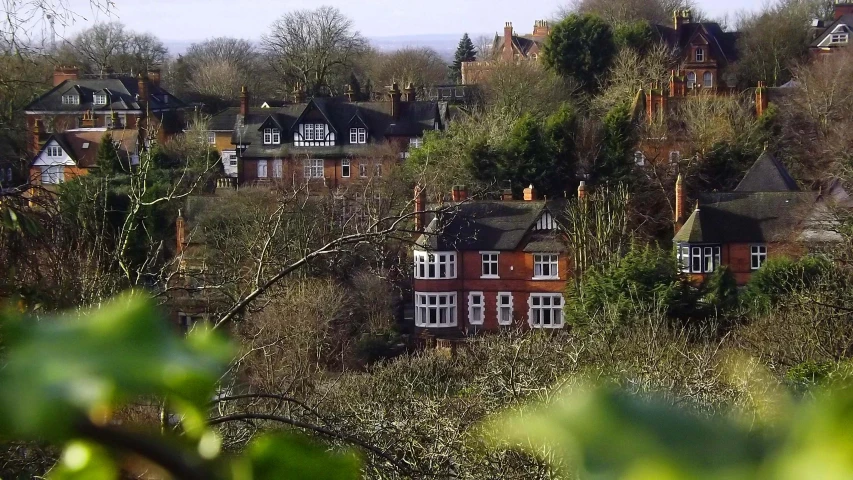 a view of a hill with many houses